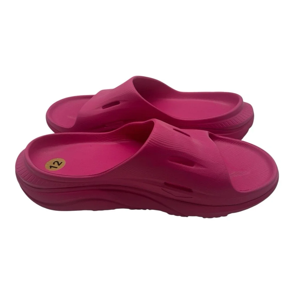 Hoka One One Ora‎ Recovery Slides 3 Mens Sz 12 Pink Yarrow Slip On Sandlas Flip